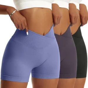 3 Pieces Women Solid Peach Hip Sports Pants High